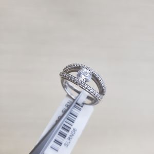 18k W-Gold Plated 925 Sterling Silver Ladies Ring